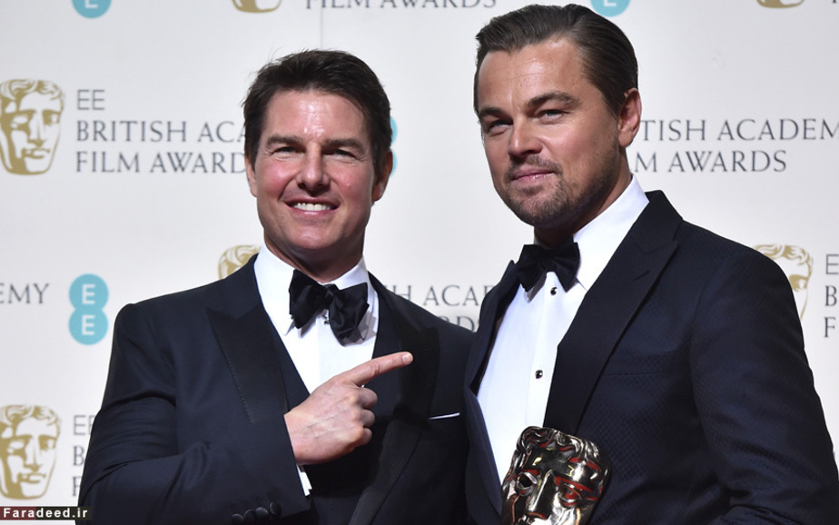 تام کروز و لئوناردو دیکاپریو در مراسم جایزه سینمایی بفتا BEN STANSALL/AFP/Getty Images/