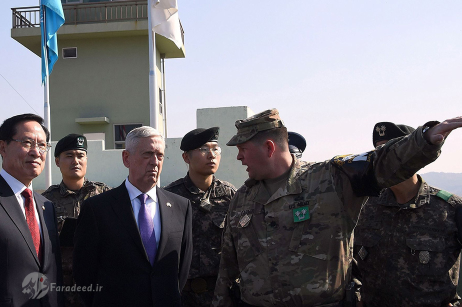دیدار وزیر دفاع آمریکا و وزیر دفاع کره جنوبی در نزدیکی روستای پنومونگ در ناحیه دمیلیتیزاسیون (DMZ)کره جنوبی 