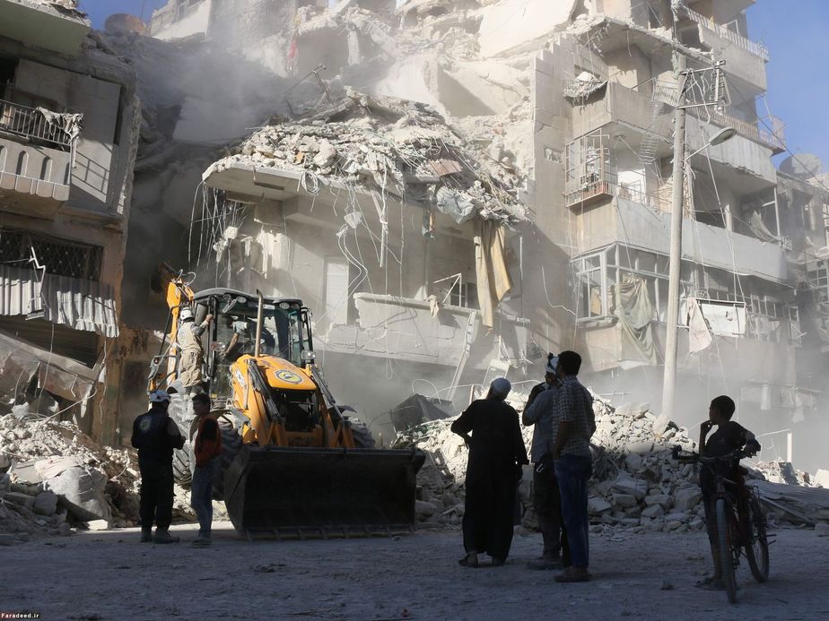 آوار شدن ساختمان در جنگ سوریه