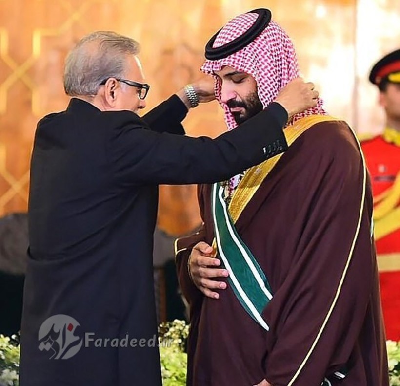 مقامات پاکستان برای تقدیر از سرمایه گذاری 20 میلیارد دلاری بن سلمان در این کشور به وی نشان پاکستان که بالاترین نشان افتخار این کشور است را اهدا کردند.