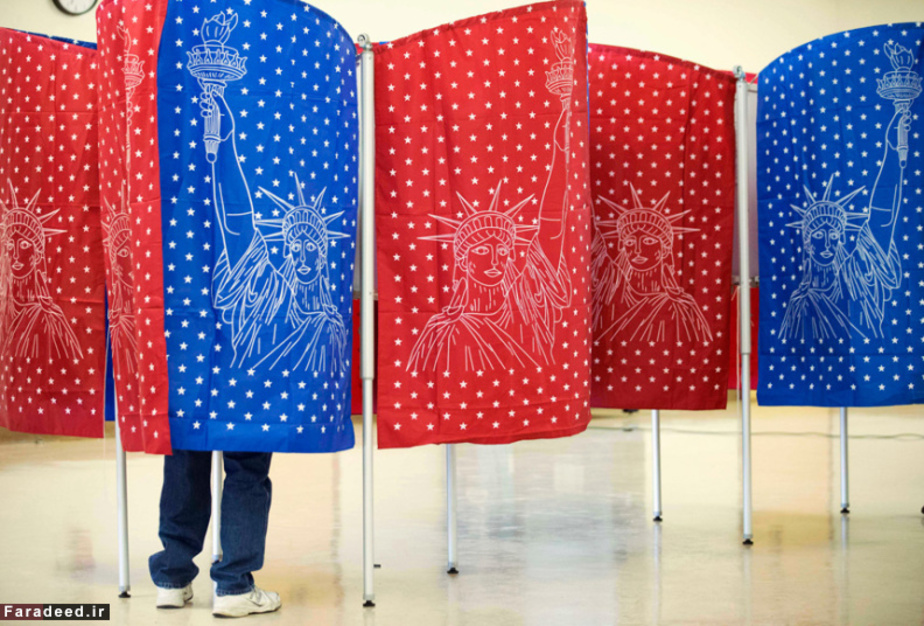 غرفه رأی‌گیری برای انتخابت مقدماتی ریاست جمهوری آمریکا در منچستر AP Photo/David Goldman