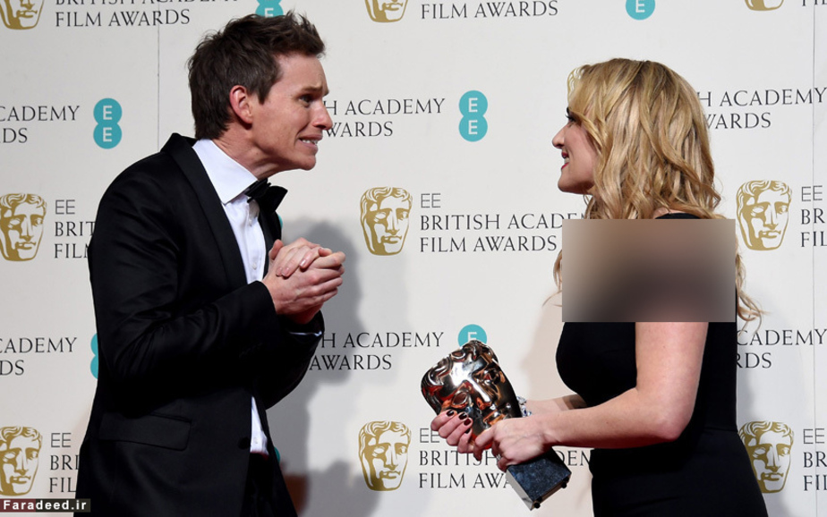 شوخی ادی ردماین با کیت وینسلت پس از دریافت جایزه بهترین بازیگر نقش مکمل زن EPA/ANDY RAIN/