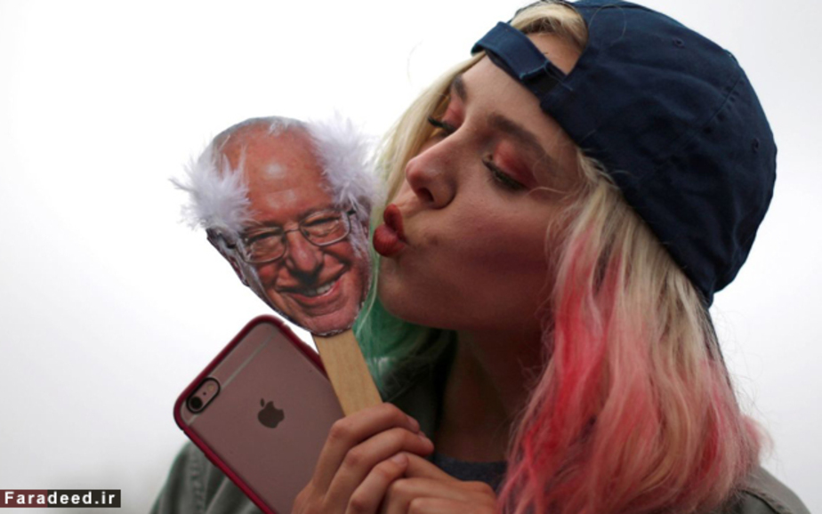 یکی از حامیان برنی ساندرز، نامزد دموکرات ریاست جمهوری آمریکا؛ کالیفرنیا